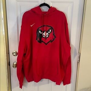Nike Red Men's Hoodie with hawk graphic